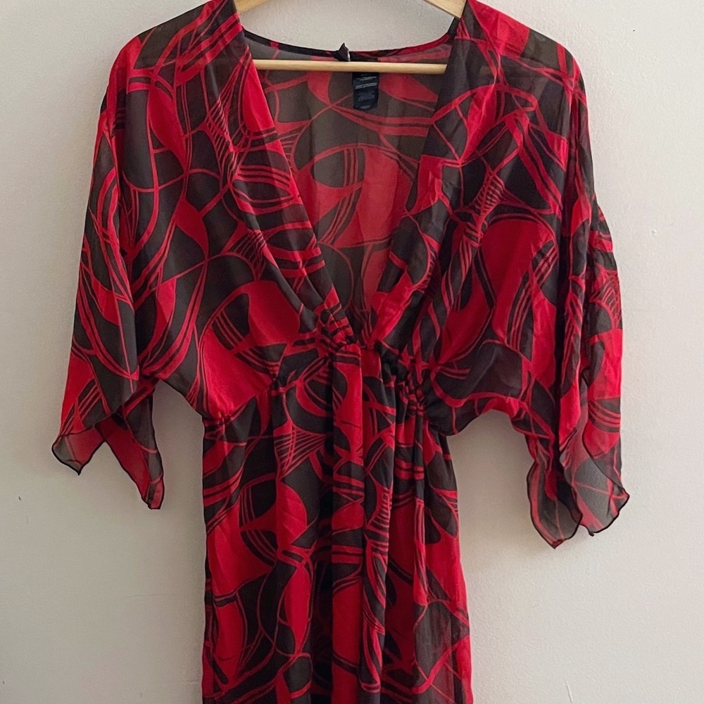 Vintage Y2K Sheer Tunic Babydoll Blouse Fairycore Whimsygoth Flowy Summer - Picture 2 of 8